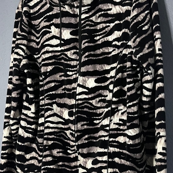 Kim Rogers Full Zip Jacket Womens Large Animal Print Soft Cozy Fleece Drawstring - Picture 5 of 7